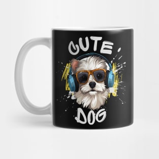 Musical Pup 2024 A Cute Dog With Headphones Art Print Rhythmic Pup Adorable Dog Music Lover Illustration Harmonic Hound Cute Dog Enjoying Beats Artwork Mug